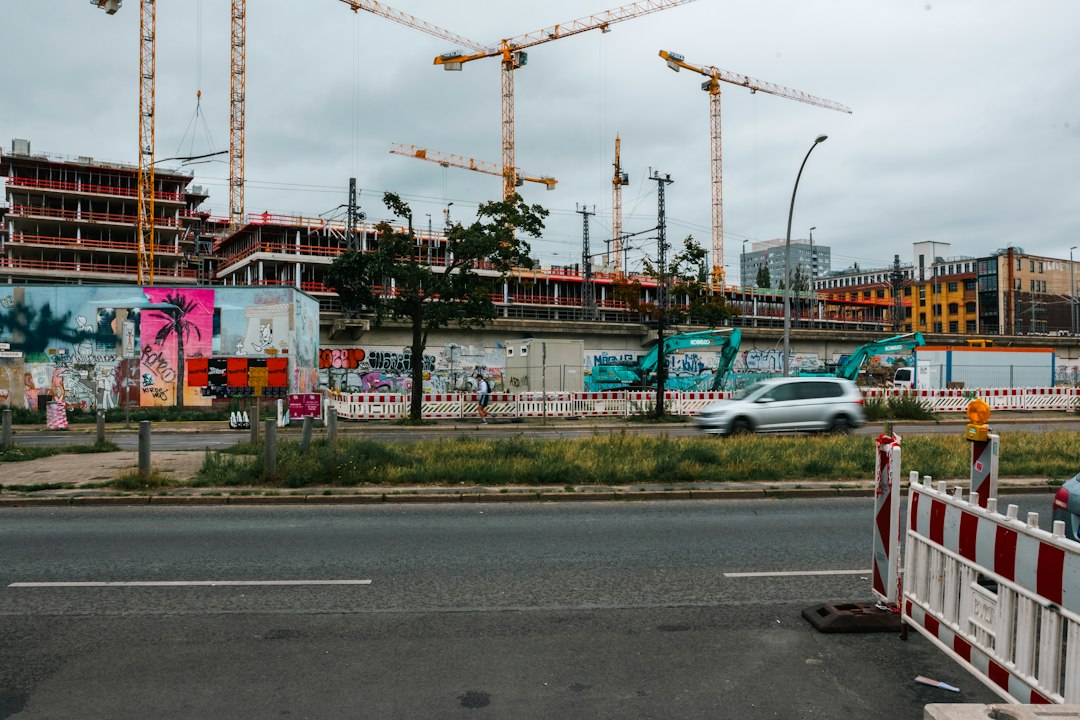 construction site crane infrastructure highway Germany