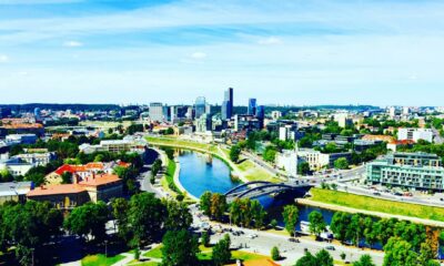 Vilniaus miesto panorama – Lietuvos ekonomikos iliustracija