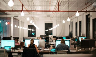 technology company employees modern office computers